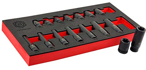 Hallmark 16pc Standard & Deep E-Torx Impact Socket Set - LETPSET16