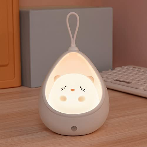 S_way Veilleuse mignonne pour enfants, lampe de chevet LED avec détecteur de mouvement, crochet portable, lampe animal rechargeable par USB pour chambre de bébé, cadeau d'anniversaire
