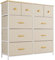 Nicehill Dresser for Bedroom with 10 Drawers, Storage Drawer Organizer, Wide Chest of Drawers for Closet, Clothes, Kids, Baby, TV Stand with Storage Drawers, Wood Board, Fabric Drawers(Beige)
