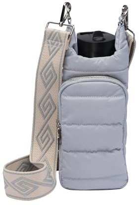 WanderFull® Original HydroBag® passend für Wasserflaschenhalter mit Gurt bis zu 900 ml – freihändige Umhängetasche für Wasserflaschen mit Handyfach – Grau