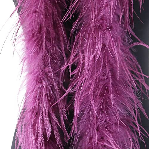 SYSUII Flauschige Marabu-Boa zum Basteln, 200 cm Natürliche Straußenfeder Schal Federboa DIY Verkleidung Zubehör Halloween Hochzeit, Party Dekorationen 1920s Gatsby Karneval Kostümzubehör -Lila