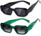 kimorn Rechteck Sonnenbrille für Frauen Männer Trendy Retro Trendy Sonnenbrille 90's Vintage Square Frame (Schwarz+Grüner Rahmen Gradient Graue Linse)