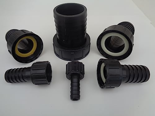 Female Hose Tail Connector Water Fitting Polypropylene BSP Fish Pond Choose Size (1 BSP Female x 25 mm)
