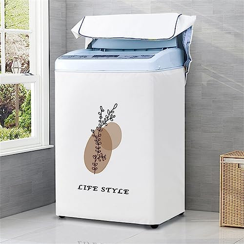 Odot Housse de Protection pour Machine à Laver Chargement par Le Haut Couvre-Machine Protecteur Anti-Poussière Couverture pour Machine Sèche-Linge et Lave-Linge (Marron Nordique,L (6.8-8kg))