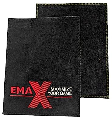 EMAX | Bowling Shammy - Bowling-Ball-Handtuch | Reinigungs-Pad für Bowlingkugeln | Bowlingtuch Leder | Bowling-Zubehör | Ball-Pflege-Tuch | Schwarz