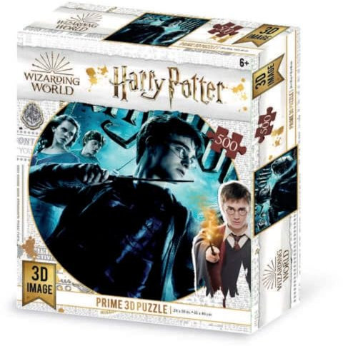 Grandi Giochi PU102000 Harry Potter und alle Protagonisten der Saga Horizontales Linsenpuzzle, inkl. 500 Teilen und 3D-Effekt-Packung-PU102000