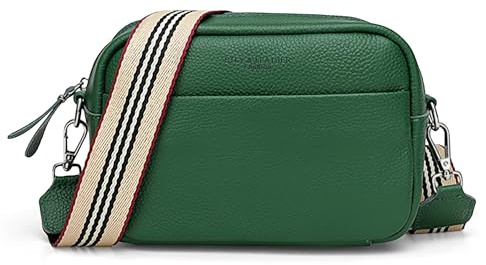FORRICA Umhängetasche Damen Kleine Leder Mädchen Crossbody Tasche Modische Frauen Schultertasche mit Breiter Gurt Grün B