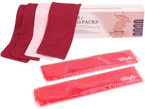 Hilph Kühlkompresse Wochenbett Kühlpads Postpartum(6 Stück), Perineal Kühlpad Cool Packs mit Weichen Ärmeln für Hemorrhoiden, Postpartale Genesung, Lindert Schmerzen - Waschbar