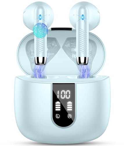 Bluetooth Kopfhörer, In Ear Kopfhörer Kabellos Bluetooth 5.3 Kabellose Kopfhörer mit 4 Mic, 2023 Neue ENC Noise Cancelling Wireless Earbuds 48H Tiefer Bass, IP7 Wasserdicht Ohrhörer LED-Anzeige