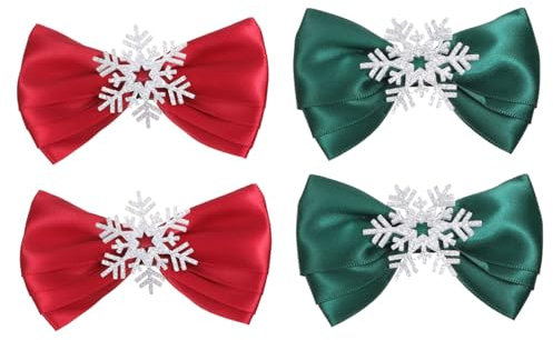 minkissy 4 Stück Weihnachtsschneeflocke-haarnadeln Weihnachts-haarspangen Schneeflocke Haarnadeln Weihnachtshaarspangen Weihnachts-haarschmuck Kind Großer Bogen Stoff Ausgabekarte