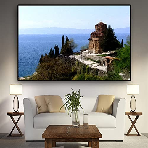 STUKE Kunstdruck auf leinwand Turmbaum impressionistische Meereslandschaft Poster und Kunstdruckee Gemälde auf Leinwand Wand Bilder nordisches Bild Wohnzimmer Büro Dekoration 40x60cm Ohne Rahmen