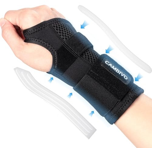 CAMBIVO Handgelenk Bandagen, Handgelenkstütze mit Metall Verstellbare, Handgelenkschiene Bandage Handgelenk Rechte Linke für Fitness, Sportschutz