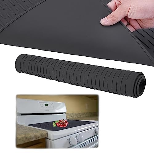 Silicone Hob Covers, Silicone Non-Slip Induction Hob Cover, Glass Stove Top Cover for Kitchen Dining Hall, Waterproof Induction Hob Protector, 27.95 X 19.68In (Black)