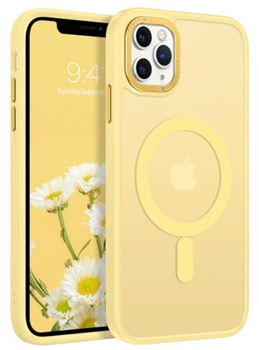 BENTOBEN Magnetic for iPhone 11 Pro Max Case, [Compatible with MagSafe] Translucent Matte Frosted Anti-Fingerprint Slim Shockproof Women Men Protective Cover Case for iPhone 11 Pro Max 6.5,Yellow