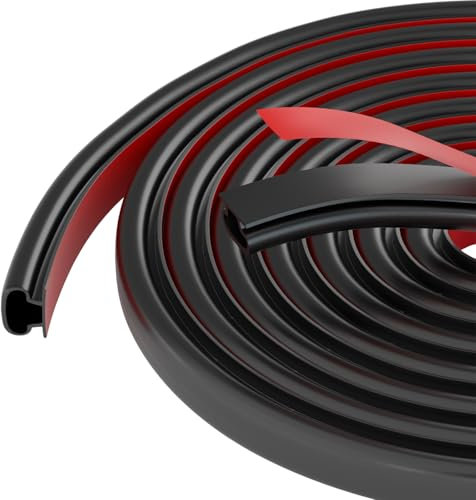 7M D-Shape Rubber Door Sealing Strip, Door Draft Excluder for Door Frame, Self-Adhesive Rubber Door Insulation Strip, Window Weather Strip Replacement for 2.5-5.5mm Gap, Black