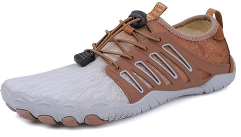 Teechodina Unisex Zehenschuhe Wasserschuhe Strandschuhe Barfußschuhe Barfussschuhe Herren Damen Traillaufschuhe Aquaschuhe Schwimmschuhe Surfschuhe, AD-Grau, 41