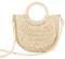 Inshere Sac à bandoulière en paille pour femme avec sangle de paille amovible, sac à main tissé à la main pour femme, beige