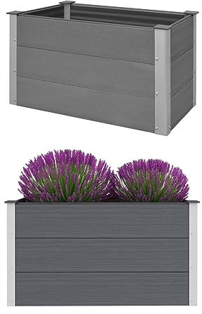 SECOLI Gartenbeet 100 x 50 x 54 cm, Material: WPC mit UV-, Rost- und Frostschutz,Hochbeet WPC, Holzoptik, Rückenschonende Höhe,Hochbeete Für Garten Groß Pflanzgefäß,Grau