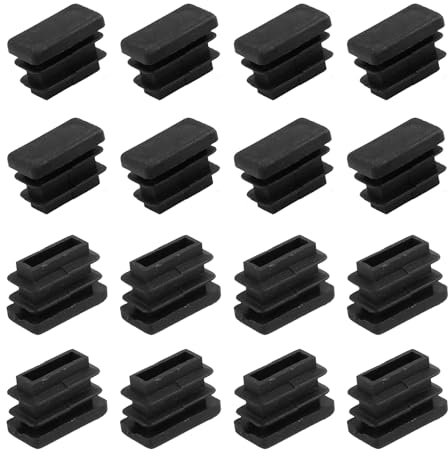 METALLIXITY Embouts Rectangulaires (20 x 10mm) 16 Pièces, Embouts de Protection en Plastique pour Tubes Rectangulaires avec Filetage - pour Pieds de Meubles, Tables, Chaises, Noir