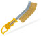 G4GADGET Brass Wire Brush with Yellow Handle - General Purpose Crimped Long Handled Wire Brush for Rust Removal and Surface Preparation