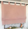 Vordesack Blickdichter Raffrollo mit Karo-Muster Landhausstil Gardinen mit Quasten-Kante Raffgardine mit Schlaufen Wohnzimmer Gardinenschal Küche 1 Stück Pink HxB 140x100cm