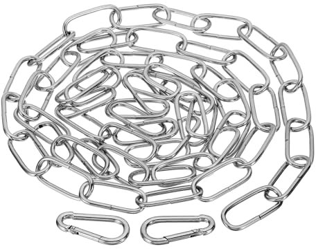 PATIKIL 6ft Silber Oberfläche Beleuchtung Hänge Kette Metall Schleife Kette für Hänge Pflanze Anhänger Kronleuchter Leuchte