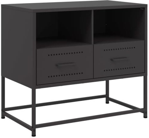 vidaXL Meuble TV Noir 68x39x60,5 cm Acier, Support TV, Buffet TV, Armoire HiFi, Banc TV, Armoire en métal, Meuble multimédia, Centre de Divertissement