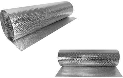 FIVMEN Isolierfolie Dämmfolie 0,6x5m Thermofolie Reflexionsfolie Heizung Isolierung 3-4mm Doppelte Aluminium Isolierungsfolie Reflektierende Folie für Heizkörper Boden Wand Dach Fenster