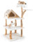 COSTWAY Wooden Cat Tree, Multi-Layer Cat Tower with Jute Scratching Posts & Top Perch, Modern Cat Activity Center for Indoor Cats Kittens (69 x 69 x 150cm)