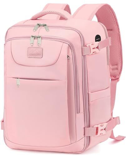 LYNXCHER Sac à Dos-Voyage-Cabine-Avion-45x36x20 pour Easyjet-Bagage Cabine 30L Sacs de Voyage Homme Femme, Bagage à Main pour Ordinateur Portable 15.6 Pouces Rose