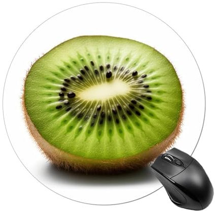 Grünes Kiwi-Mauspad, rund, waschbar, personalisiertes Muster, Mäusepad für Männer und Frauen, rutschfeste Gummiunterseite, Spiel-Mauspads für Computer, Schreibtisch, Büro, Laptop