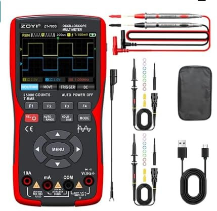 Multimeter, 3-in-1-Digitalmultimeter Oszilloskop Voltmeter 3,5-Zoll-Farbdisplay Zweikanal-Oszilloskop-Signalgenerator 50 MHz Bandbreite 280 MS Abtastrate PC-Wellenformdatenspeicherung