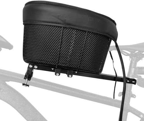 Tyenaza Cesta de Bicicleta para Perro, Barra Transversal Delantera sobre el Sillín Canasta de Bicicleta Plegable, para Llevar Mascotas, Compras, Acampada(Folding Bike)(with Extended Handlebars)