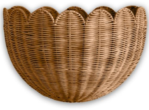 BEBE BASK Scalloped Wicker Hanging Basket - The Original Wicker Wall Decor - Hand Woven Wall Basket - Home Décor Wall Hanging Basket - Wall Storage Basket for Nursery, Living Room and Bathroom (Mocca)