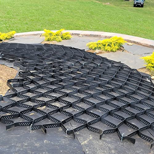 Bodengitter für Gartenwege, Bodenstabilisierungsgitter zum Parken, Gartenauffahrt, Flexibles Kunststoff-Pflasternetz zum Auffüllen von Steinen/Sand, Kies, Geogitter, Größe 2 x 10 m