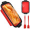 XCRPRT Silikon Brotbackform, Brot backen Form,31x17.2x7cm Silikon Backformen mit Teigschaber und Ölpinsel, Antihaftende silikon Backform für Kuchen und Brote(Rot)