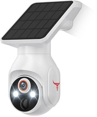 Orbitell Cámara de seguridad solar para exteriores, WiFi de 1080p, audio bidireccional, visión nocturna, control de aplicación, resistente a la intemperie, IP65, almacenamiento en la nube, detección