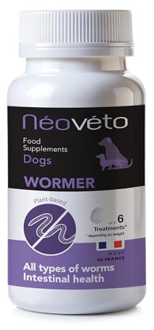 NEOVETO - Vermipurge - Dewormer for Dogs in natural tablets - Active ingredients approved by French Veterinary Services - Made in France - Easy to administer - 30 appetizing tablets