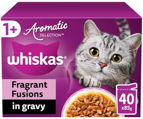 Whiskas 1+ Mixed Adult Wet Cat Food Pouches Aromatic Fusion in Gravy 120 x 85g