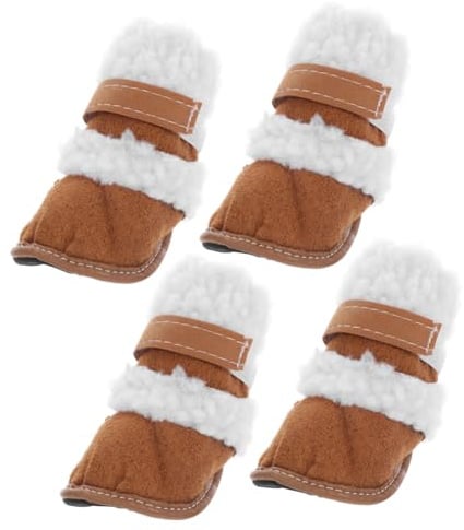 Hundeschneestiefel Kurze Haustierschuhe 2 Paare | Lammwolle, Flache Sohle, Kompakte 4,8x3,6x9cm Form, für Kleine Hundepfoten Drinnen und Draußen