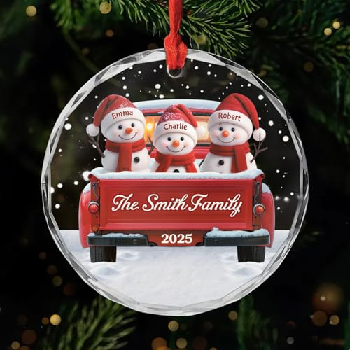 Personal Chic Personalised Glass Ornament - Snowman - Christmas tree decorations personalised, snowman christmas decorations, clear glass baubles (model #1)
