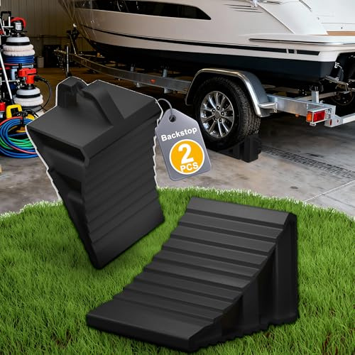 YRHome 2er Unterlegkeile Auto mit Griff, Kunststoff 20x12x11 cm, als Set für Pkw, Kfz, Wohnmobil & Anhänger, Schwarz