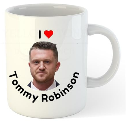 I Heart Tommy Robinson | Funny Gift Idea Politics Britain Protest London | Cup Tea Coffee | 11oz White Mug