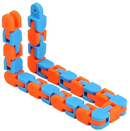 AwnsIMfreien DIY Sensory Snake Toys, Wacky Tracks Sensory Toy DIY 24 Links Stress Relief Chain Link Fidget Snake Toy Blue Orange, Chain Link Fidget Toys