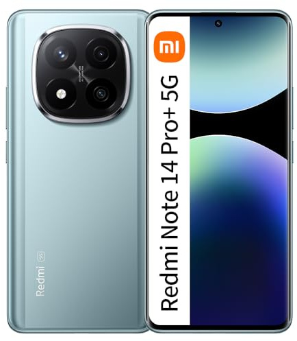 XIAOMI Redmi Note 14 Pro+ 5G Smartphone, 8+256 GB, Bleu, Appareil Photo IA Pro-Grade 200MP, IP68, 120W HyperCharge, fonctionnalités IA,NFC (avec Chargeur Inclus)