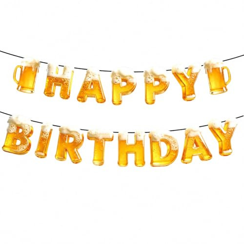 Bier Happy Birthday Banner, Bayerische Deko Geburtstag Girlande
