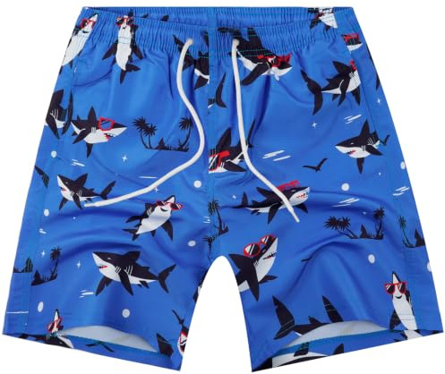 OSDUE Strandshorts för pojkar med nätfoder | Foder badkläder justerbara shorts pool sommar halkfri tryckt kort strand surfing, grön fluorescerande