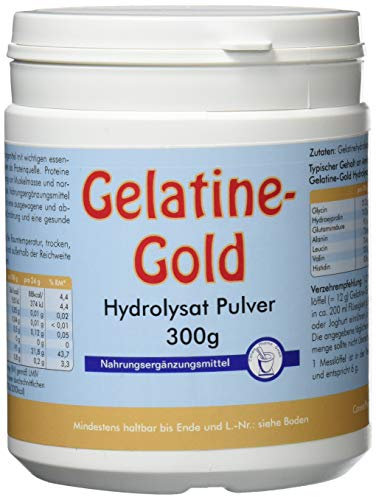 Pharma-Peter GELATINE-Gold Rind Pulver, Hydrolysat Pulver für mehr Elastizität und die Beweglichkeit, 300 g
