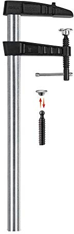 BESSEY Temperguss‑Schraubzwinge TGK50K | 500 mm Spannweite | Verstärkter Temperguss und optimiertes Schienenprofil ermöglichen präzises Spannen, Knebelgriff beschleunigt die Handhabung