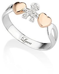 Anello Le Bebè - I Girocuore - bimbo in oro bianco e diamanti e cuori in oro rosa